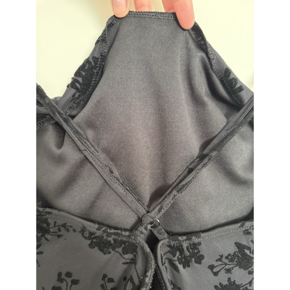 Y2K Style Black Sheer Floral Burnout Lace Midi Slip Dress Goth Prom whimsy XL - Picture 8 of 14